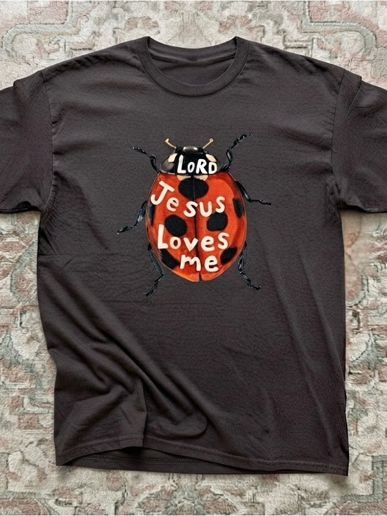 Other - Lord Jesus Loves Me Ladybug Cottagecore Spiritual Vibe Casual Cotton T-Shirt